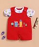 Wonderchild Houses Printed Dungaree With Half Sleeves Tee - White & Red