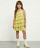 Taffykids Knit One Shoulder Sleeveless Textured Layered Dress - Green