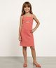 Taffykids Knit Sleeveless Stripe Textured Dress - Coral