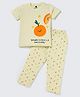 Nite Flite Cotton Knit Half Sleeves Orange Printed Tee & Pajama Night Suit - Multi Colour