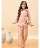 StyloBug Woven Full Sleeves Solid Tie Up Top & Pants Set - Peach