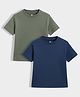 Orange Sugar 100% Cotton Knit Pack Of 2 Half Sleeves Solid Tees - Olive Green & Blue