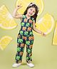Titrit Cotton Woven Sleeveless Elephant Printed Coordinating Top & Pant Set - Green