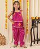 NEUDIS Cotton Blend Woven Sleeveless Floral Printed Lace Embellished Kurti & Dhoti Set - Rani Pink & Hot Pink