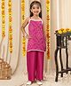 NEUDIS Georgette Woven Sleeveless Bandhani Printed Kurti & Salwar Set - Rani Pink