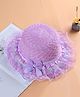 Babymoon Woven Bow Applique & Frill Detailed Cap - Purple - Circumference 54 Cm