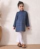 MoMaa Pure Cotton Woven Full Sleeves Bandhani Printed Kurta & Pyjama Set - Blue & White