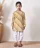 MoMaa Pure Cotton Woven Full Sleeves Striped Kurta & Dhoti  Set - Yellow Multi Colour