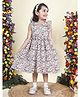 Little Bansi Cotton Woven Half Ruffle Sleeves Floral Printed Dress - White