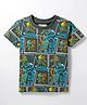 Junior Killer Cotton Woven Half Sleeves T-Shirt With Ninja Print - Olive