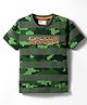 Junior Killer Cotton Elastane Woven Half Sleeves Printed T-Shirt - Olive Green
