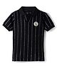 Junior Killer Cotton Woven Half Sleeves Striped Polo T-Shirt with Ninja Patch - Black