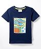 Junior Killer Cotton Lycra Woven Half Sleeves T-Shirt With Football Print - Navy Blue