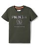 Junior Killer Woven Half Sleeves T-Shirt With Text Print - Olive Green
