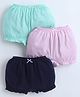 BUMZEE Cotton Knit Pack Of 3 Solid Bloomers  - Navy Blue & Mint Green