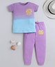 BUMZEE Cotton Knit Half Sleeves Tie & Dye Tee & Pajama Night Suit  - Lilac