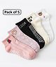 Ziory Pack Of 5 Teddy Bear Heart & Strawberry Designed Anti Skid Socks - Multi Colour
