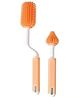 The little lookers Silicone Bottle Cleaning Brush Set (Flexible Deep Cleaning) (BPA Free & Gentle Bristles) (Ergonomic Handle) (Orange) (Pack of 2)