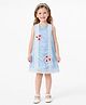 Piccolo Organza Woven Sleeveless Floral Applique Detailed Dress - Light Blue