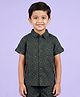 Kiddopanti Cotton Woven Half Sleeves Abstract Printed Shirt - Bottle Green