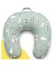 VOIDROP Printed Cotton C-Shaped Nursing & Breastfeeding Support Pillow Helper for Mother and Baby Pillow with Detachable Cover (Green)