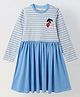 Spunkies Cotton Jersey Knit Full Sleeves Cherries Embroidered Dress - Blue