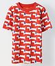 Spunkies Cotton Knit Half Sleeves Dogs Printed Tee - Red