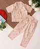 Qvink Cotton Woven Half Sleeves Starfish Printed Coordinating Shirt & Pants Set - Peach