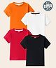 KUCHIPOO 100% Cotton Knit  Pack Of 4 Half Sleeves Solid Tee - Orange White Red & Black