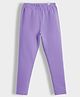 Orange Sugar Cotton Lycra Knit Solid Leggings - Lavender