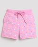 Tiny Girl Cotton Knit Hearts Printed Shorts - Pink