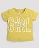 Tiny Girl Cotton Knit Half Sleeves Girl Talk Text Printed Top - Mustard