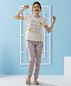 Lil Tomatoes Cotton Jersey Knit Half Sleeves Sicily Text Printed Tee & Pajama Night Suit - Lilac