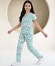 Lil Tomatoes Cotton Jersey Knit Half Sleeves Hearts Printed Coordinating Tee & Pajama Night Suit - Mint Green
