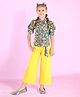 Tiny Girl Georgette Woven Half Puffed Sleeves Floral Printed Shirt & Palazzo Set - Yellow