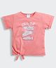 Tiny Girl Knit Half Sleeves Shoes  Printed Top - Peach