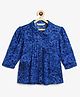 Campana Rayon Woven Three Fourth Sleeves Abstract Printed Shirt Style Top - Blue & Black