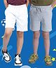 NUSYL Cotton Blend Knit Pack Of 2 Solid Shorts - White & Grey