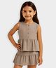 Mi Arcus Woven Sleeveless Solid Top & Skirt Set - Brown