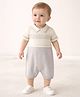 Mi Arcus Cotton Elastane Knit Half Sleeves Striped Romper - Grey