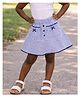 Mi Arcus Cotton tencel Blend Woven Striped & Bow Applique Detailed Skirt - Blue