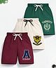 Trampoline Cotton Blend Pack Of 3 Academy & Varsity Text Printed Shorts - Maroon Beige & Green