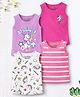 Trampoline Cotton Blend Knit Pack Of 4 Sleeveless Striped & Unicorn Printed Tees - Multi Colour
