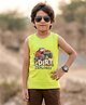 Kaboosh Cotton Knit Sleeveless Dirt Explorer Printed Tee - Neon Green
