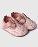 Toothless Glittered Abstract Designed Velcro Closure Booties - Pink