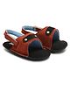 Beanz Suede Fur Detailed Colour Blocked Slingback Sandals - Rust Brown & Black