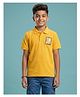 Kaboosh Cotton Knit Half Sleeves Smiley Patch Detailed Polo Tee - Yellow