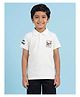 Kaboosh Cotton Knit Half Sleeves New York City Text Patch Detailed Polo Tee - White