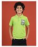 Kaboosh Cotton Knit Half Sleeves Adventure Is Out There Text Patch Detailed Polo Tee - Neon Green