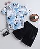 BT DEZINES Cotton Blend Woven Half Sleeves Abstract & Typography Printed Shirt & Capri Set - Sky Blue